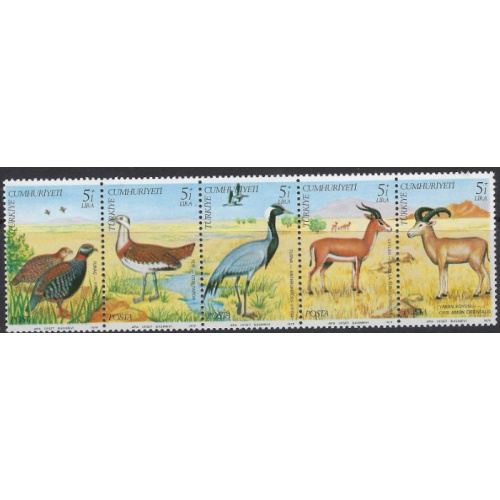 Turkey B173a MNH 1979 Wildlife stripl been folded (ak8192)