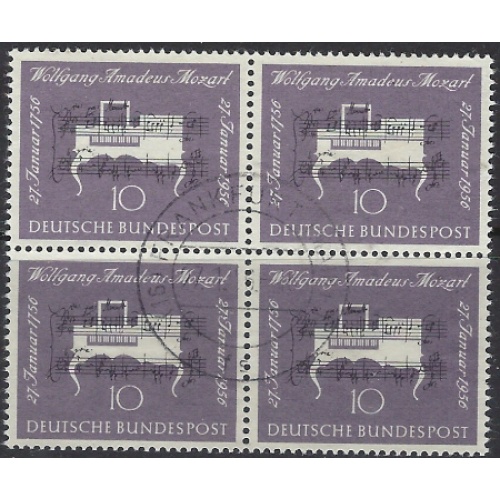 Germany 739 Used Block of 4 1956 Mozart (ak8212)