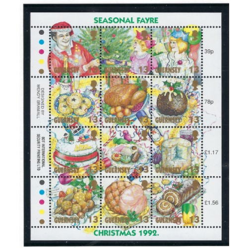 Guernsey 508 MNH 1992 Christmas sheet of 12 (ak8238)