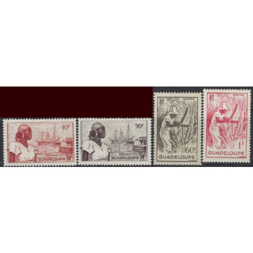Guadeloupe 189/190/192/193 MH 1947 issues (ak8308)
