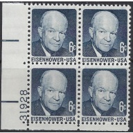 U.S. 1393 NH Plate Block 1970 Dwight Eisenhour (ak8589)