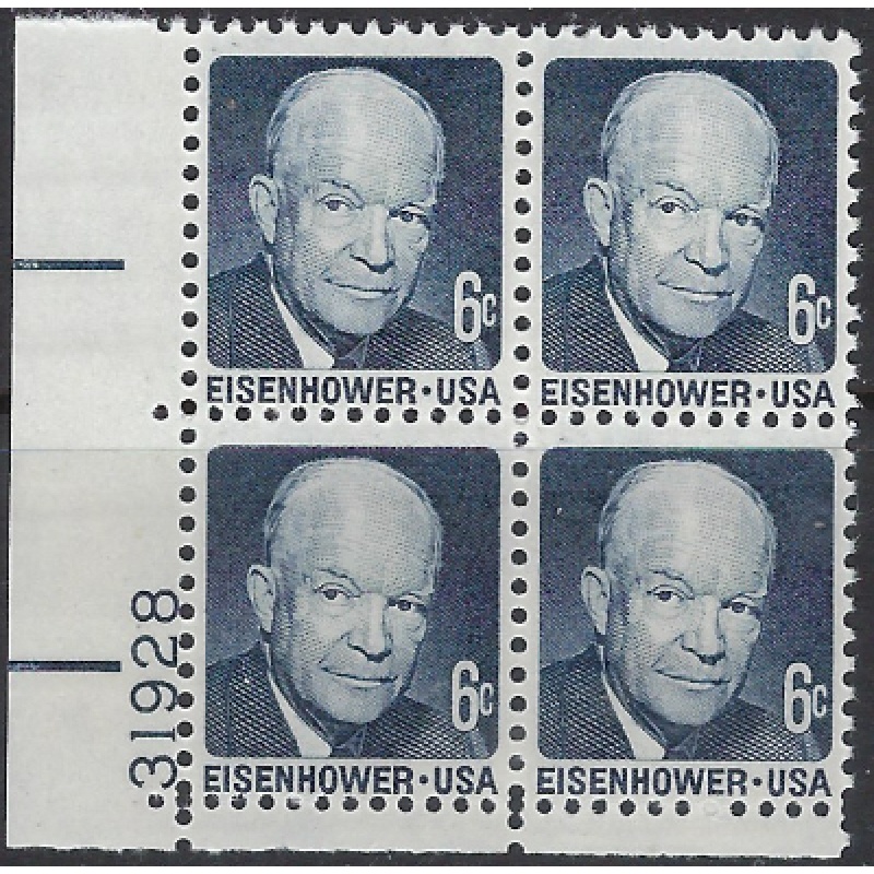 U.S. 1393 NH Plate Block 1970 Dwight Eisenhour (ak8589)