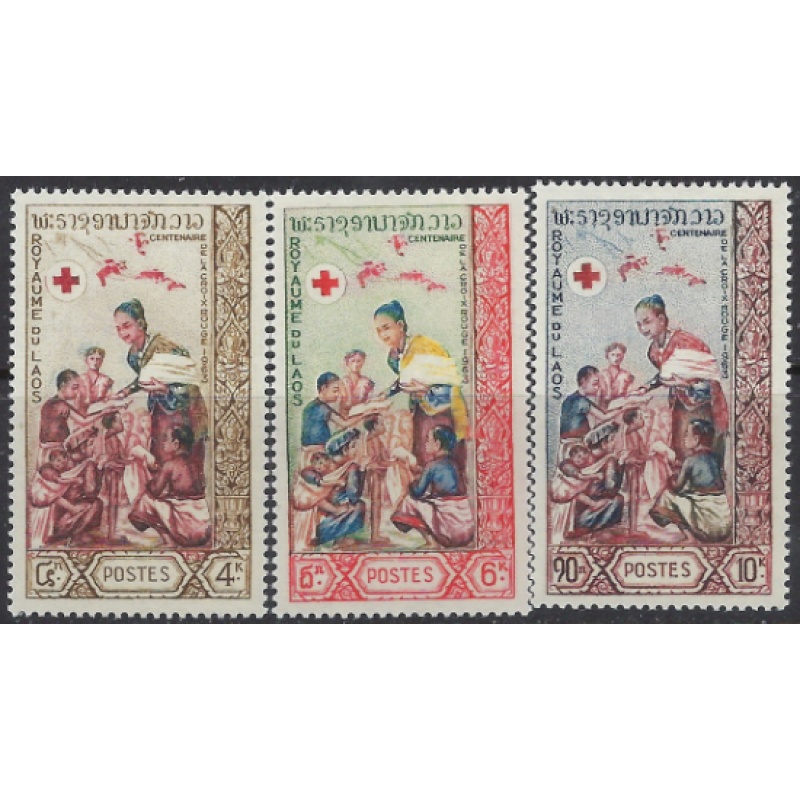 Laos 85-87 MNH 1963 Red Cross (ak8611)
