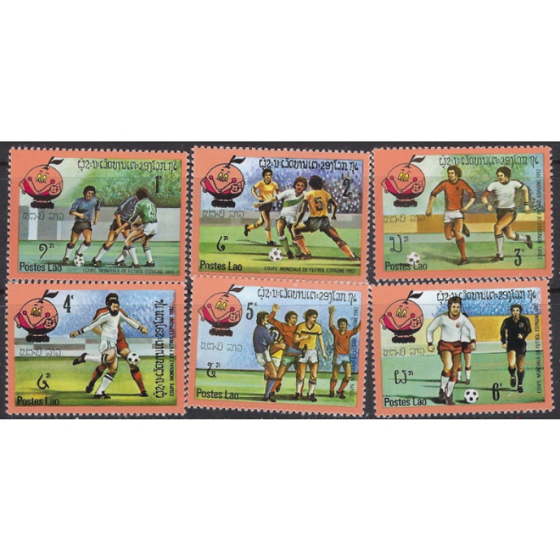 Laos 379-84 Issued without gum 1982 Soccer (ak8619)