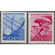Poland 777-78 MNH 1957 Bicycle Race (ak8850)