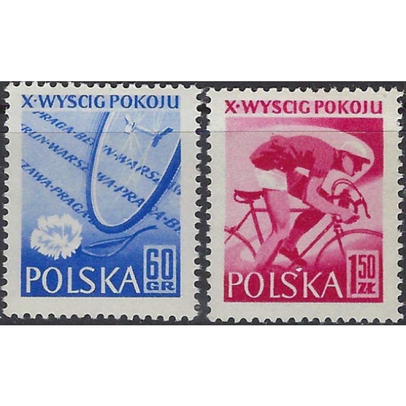 Poland 777-78 MNH 1957 Bicycle Race (ak8850)