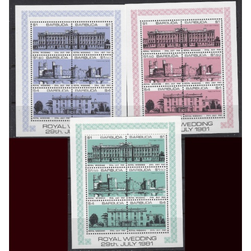 Barbuda 493-95 MNH 1981 Prince Charles Wedding (ak8876)