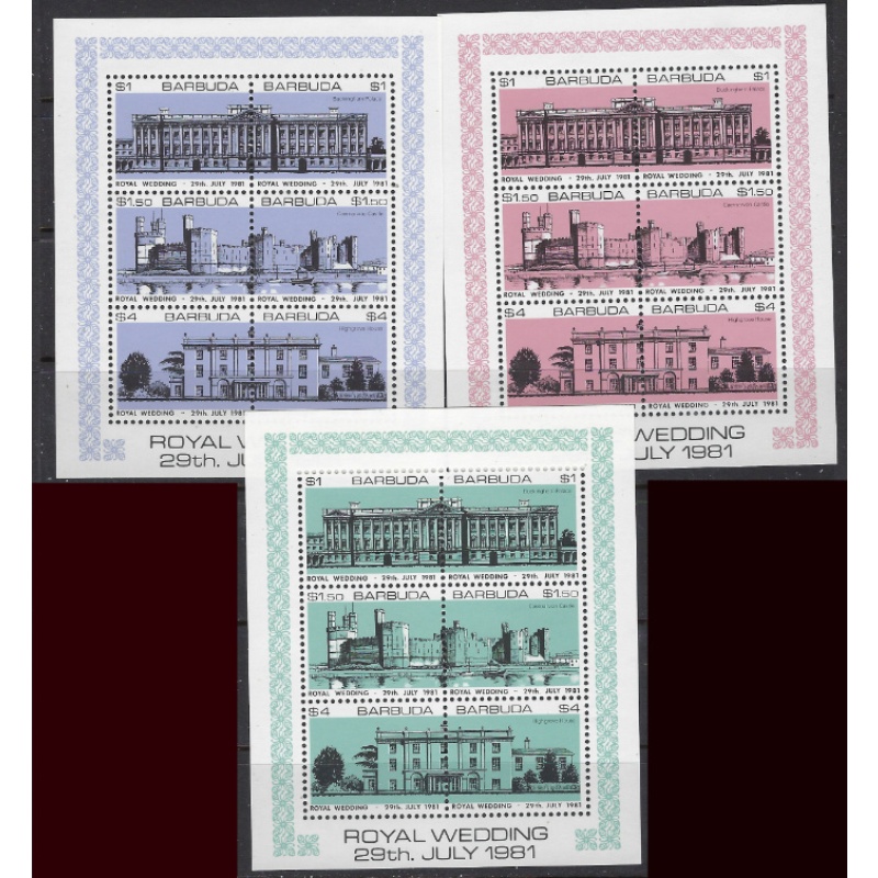 Barbuda 493-95 MNH 1981 Prince Charles Wedding (ak8876)