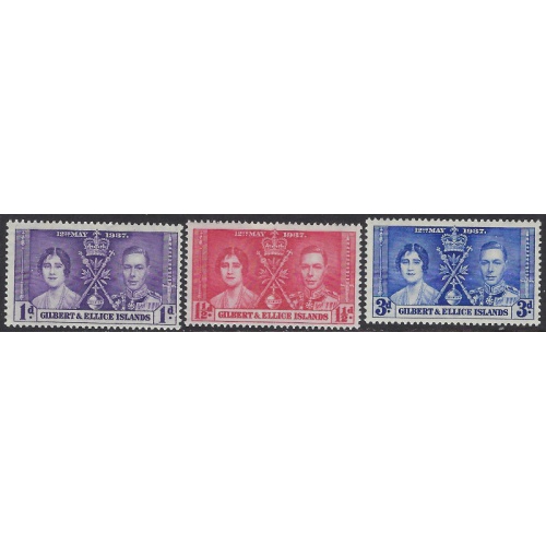 Gilbert and Ellice 37-39 MNH 1937 KFVI Coronation (ak8903)