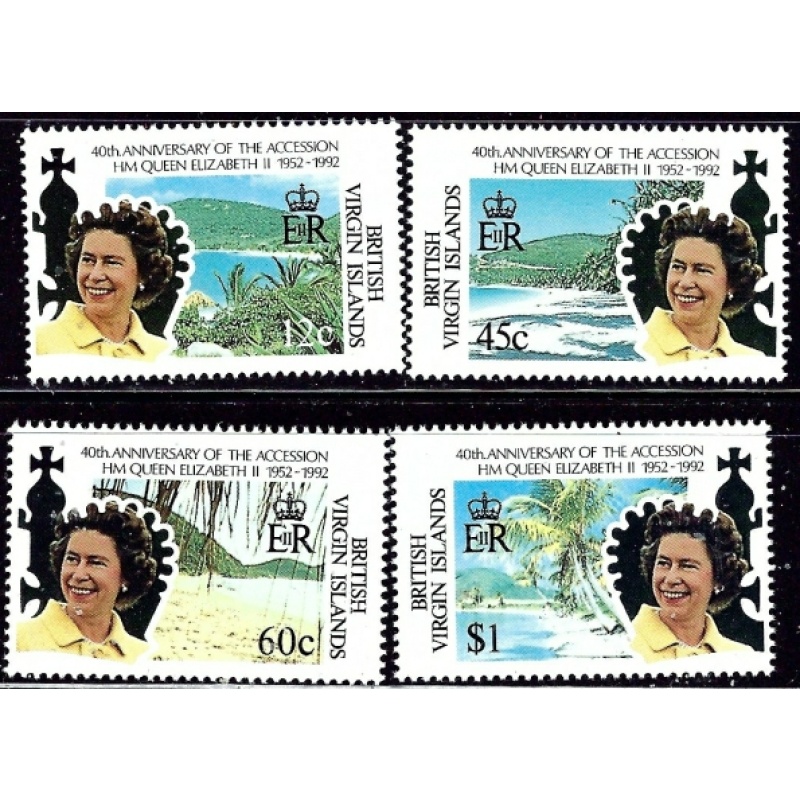 British Virgin Is 742-45 MNH 1992 QEII 40th Anniversary on Throne (an2806)