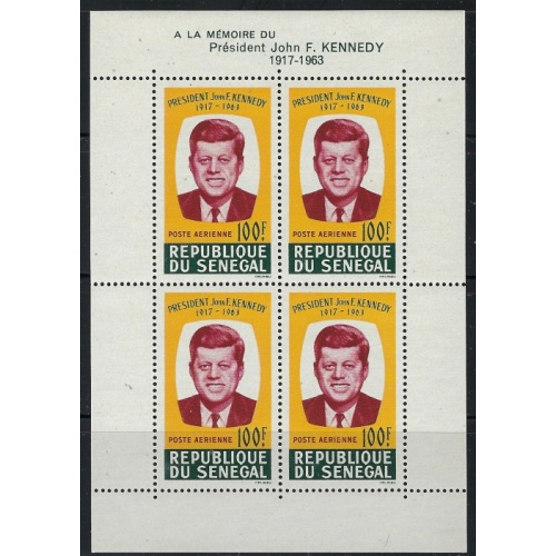 Senegal C40a MNH 1964 John F Kennedy sheet of 4 (an3363)