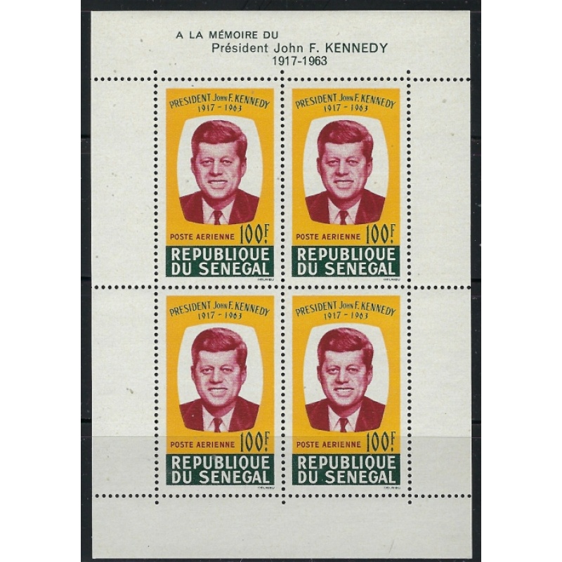 Senegal C40a MNH 1964 John F Kennedy sheet of 4 (an3363)