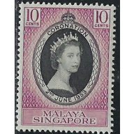 Singapore 27 MNH 1953 QEII Coronation (an5020)