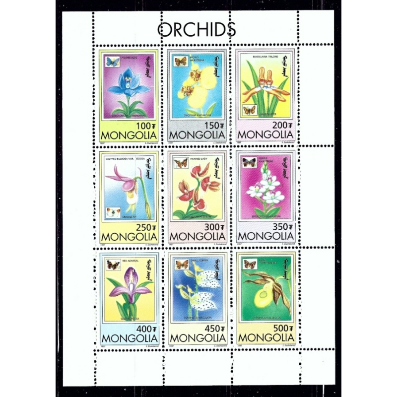 Mongolia 2269-77 MNH 1999 Orchids sheet of 9 (ap1586a)