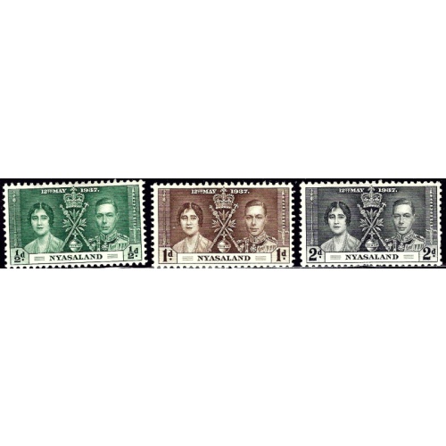 Nyasaland 51-53 MH 1937 KGVI Coronation (ap1632a)