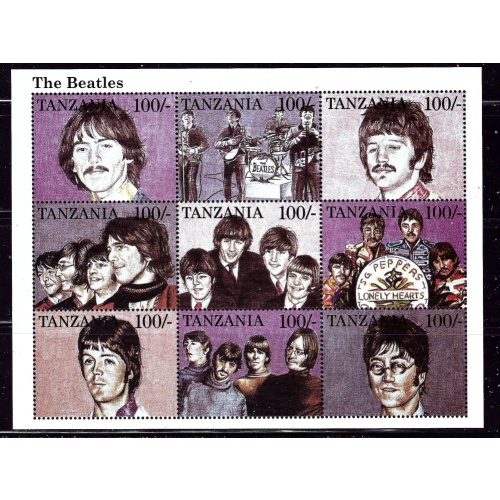 Tanzania 1334 MNH 1995 The Beatles sheet of 9 (ap2785)