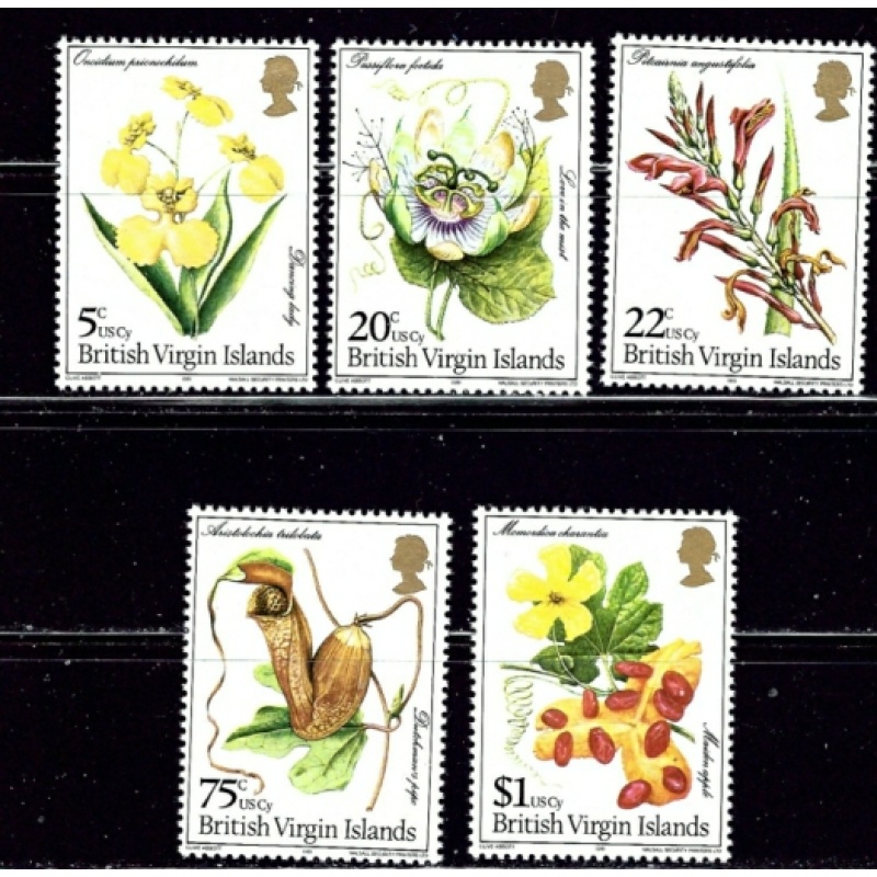 British Virgin Is 401-05 MNH 1981 Flowers (ap5818)