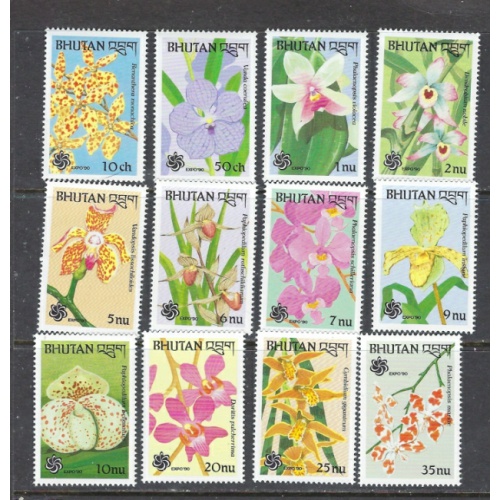 Bhutan 870-81 MNH 1990 Orchids (ap8247)