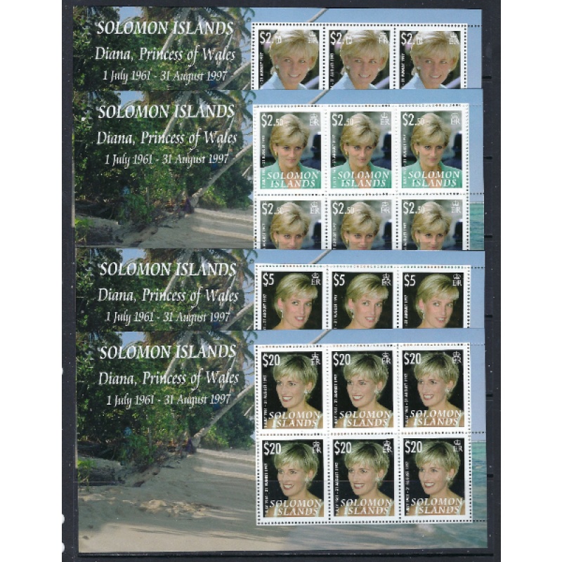Solomon Is 1096-99 MNH 2007 Princess Diana 4 sheets of 6 (eb1008)