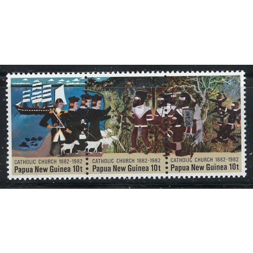 Papua New Guinea 570 MNH 1982 Strip of 3 (fe6335)