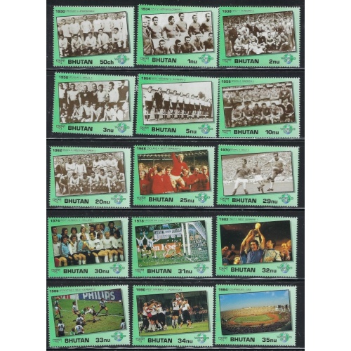 Bhutan 1028-42 MNH 1991 Soccer (fe7346)