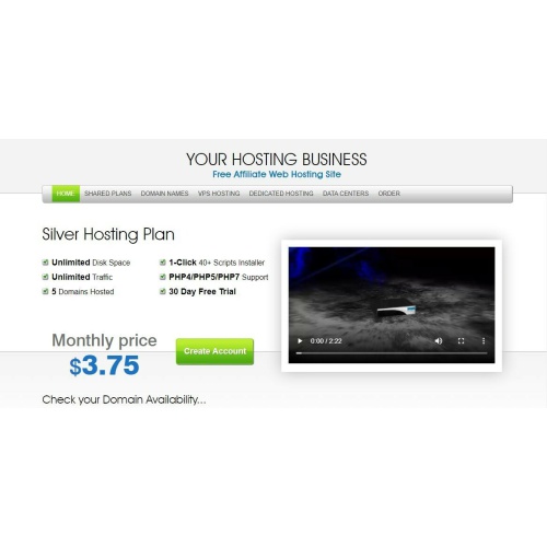 Affiliate Webhosting Seller Site with Simplistic Theme and FREE WP Hosting
