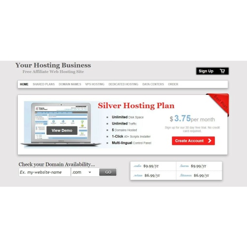 Affiliate Webhosting Seller Site with Hosting Deluxe Theme and FREE WP Hosting