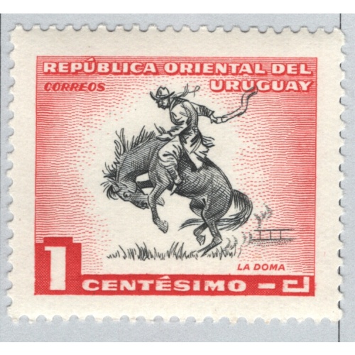 Uruguay  Unused Rodeo rider on horse red 1   (BP86912)