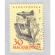 Hungary  Used Plane  flying over city yellow 30   (BP87405)