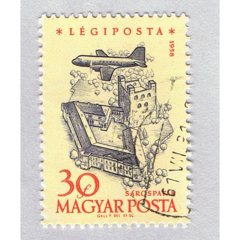 Hungary  Used Plane  flying over city yellow 30   (BP87405)