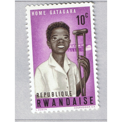Rwanda  Unused Boy on crutches purple 10   (BP87419)