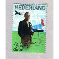 Netherlands  Used Plane flying over man green 25  (BP87420)