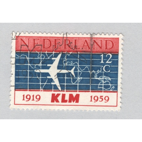 Netherlands  Used Plane map red white and blue KLM 1959   (BP88601)