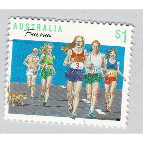 Australia Women running blue 1  Used (BP89327)