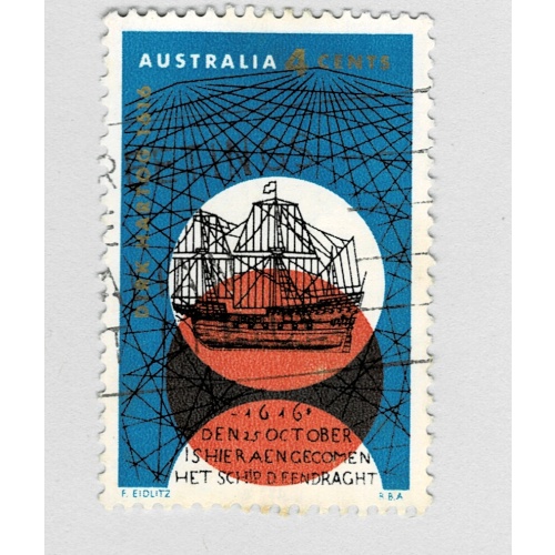 Australia Sailing ship blue and orange 4 cents Used (BP89920)