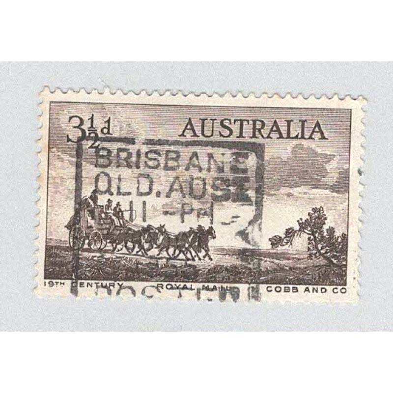 Australia Used Stagecoach and horses Gray 3   (BP90414)