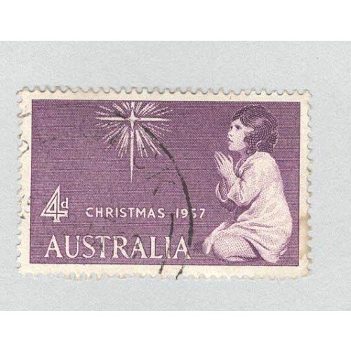 Australia Used Christmas 1957 little girl praying Violet 4   (BP90609)