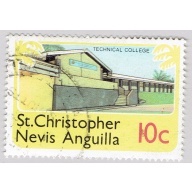 St Kitts Nevis Anguilla House yellow 10 Used (BP90810)