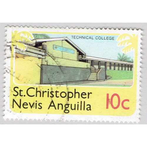 St Kitts Nevis Anguilla House yellow 10 Used (BP90810)
