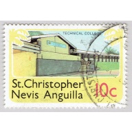 St Kitts Nevis Anguilla House yellow 10 Used (BP90811)