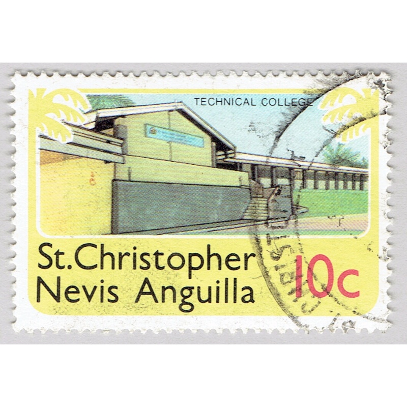 St Kitts Nevis Anguilla House yellow 10 Used (BP90811)