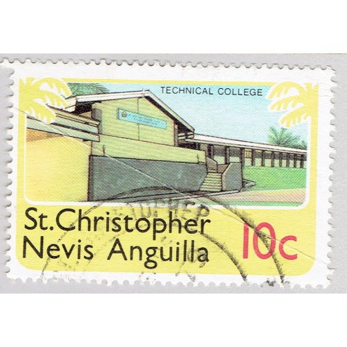 St Kitts Nevis Anguilla House yellow 10 Used (BP90812)