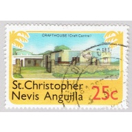 St Kitts Nevis Anguilla Building yellow 25 Used (BP90813)