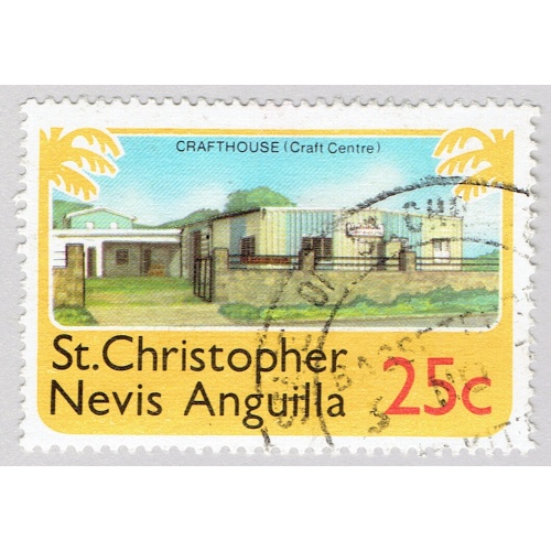 St Kitts Nevis Anguilla Building yellow 25 Used (BP90813)