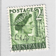 Australia QE 2 green 2 Used (BP90906)