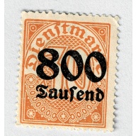 Germany Overprint 800  over 10 orange MNG (BP91115)