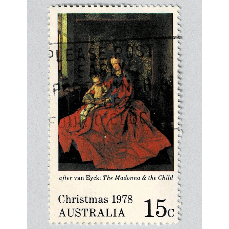 Australia Christmas 1978 mother and child red dress Used (BP91207)