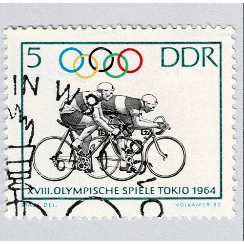 Germany DDR Olympics green bicyclists Used (BP91510)