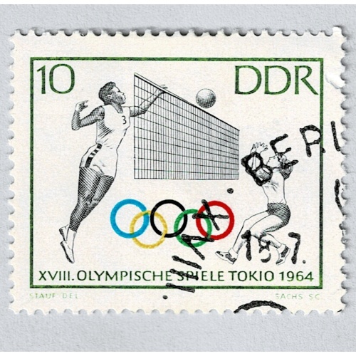 Germany DDR Olympics volleyball green 10 Used (BP91512)
