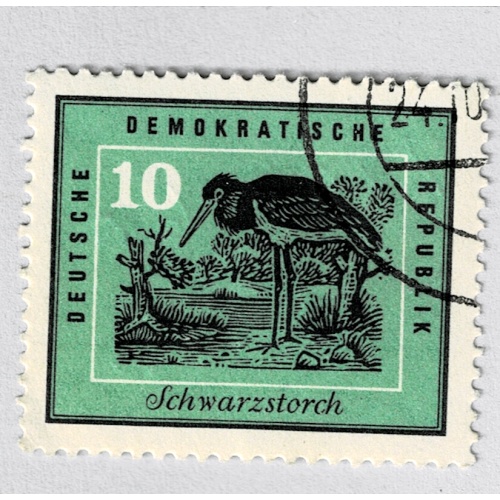 Germany DDR bird stork green 10 Used (BP91518)